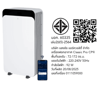 เครื่องฟอกอากาศ BLUEAIR รุ่น CLASSIC PRO CP9I (เหมาะกับพื้นที่ 72-172 ตร.ม.)_6